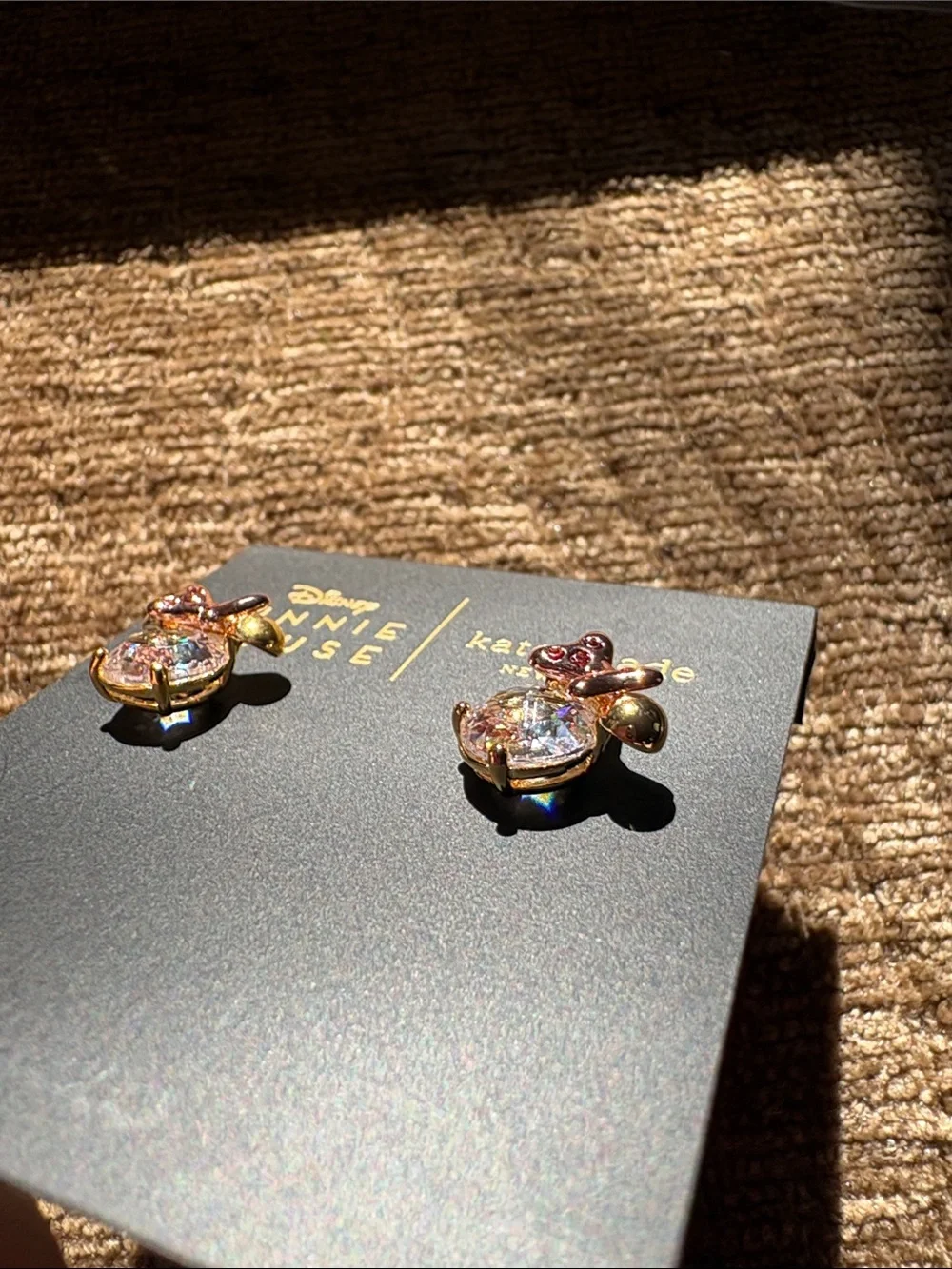 kate spade Minnie Mouse Crystal Pink & Gold Stud Earrings